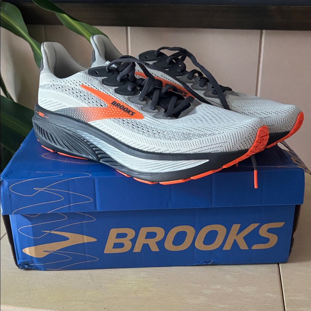 Brooks Men's Ghost 17 Running Shoes - Gray with Orange Accents